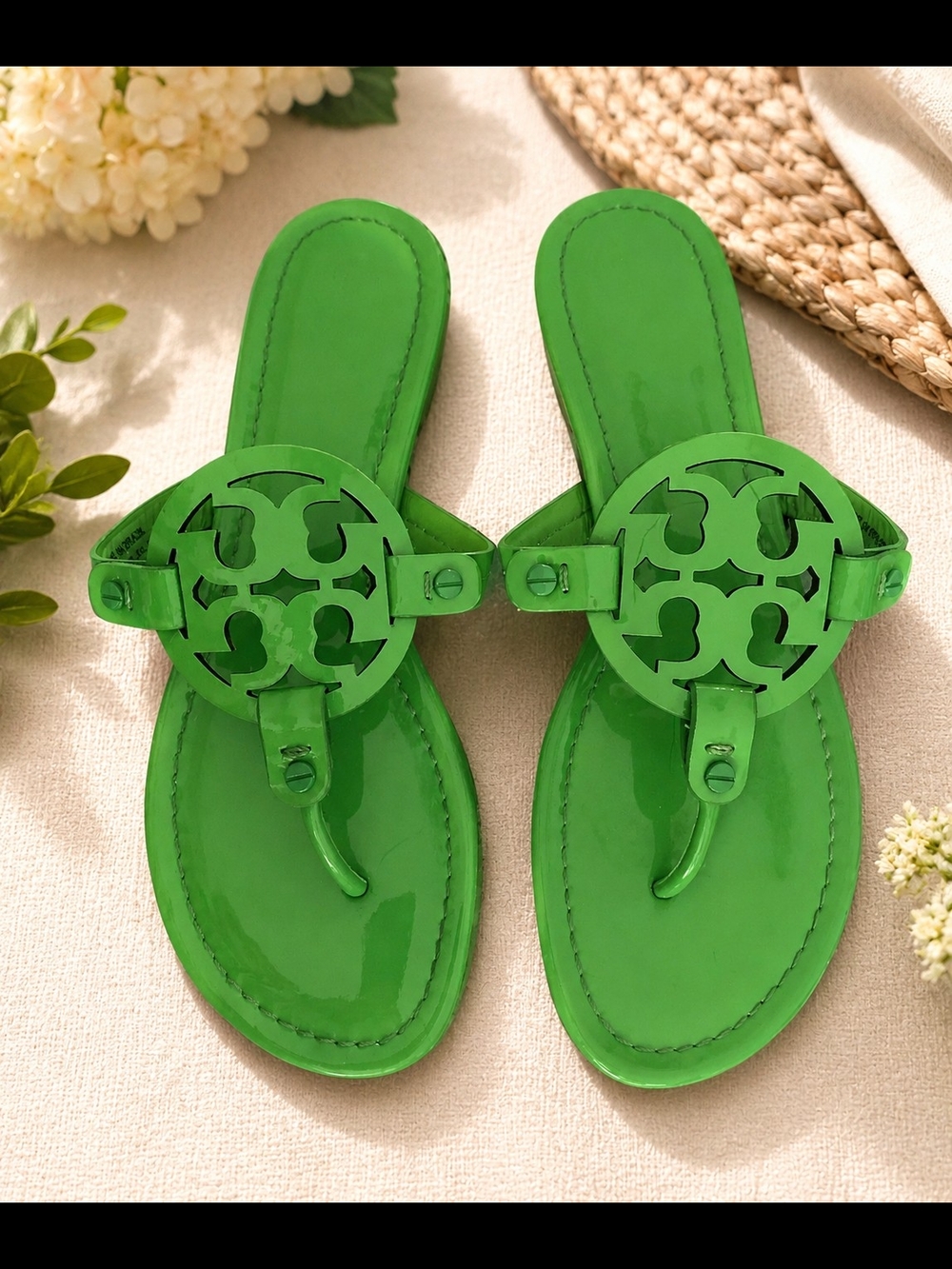 Limited Edition Tory Burch Miller Sandals in Neon Green